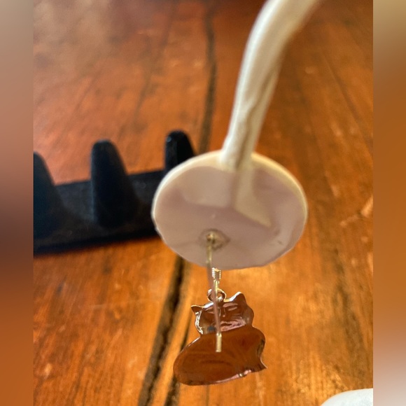 Cat Earrings Sterling Silver 2” pierced w/ear wires New from my pop up PURRFECT! - Picture 6 of 8